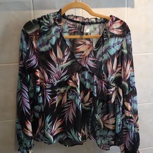 Long-sleeve floral blouse